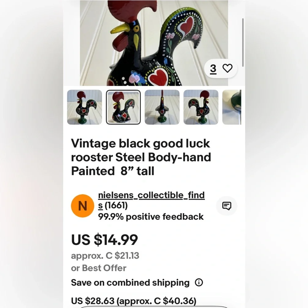 Portugal π΅πΉ MΓ©tal Handpainted Colorful 6β Rooster Figurine - Picture 10 of 12